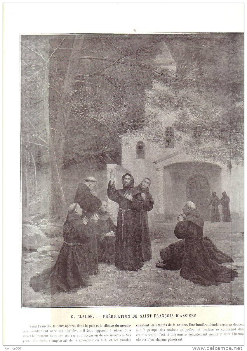 F34..  2 GRAVURES   PREDICATION DE SAINT FRANCOIS D ASSISEs  Par   G Claude  + Serenité Par H J MARTIN - Estampes & Gravures