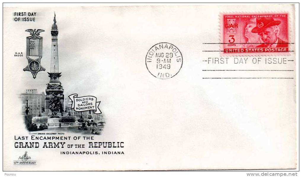 &#9733;USA - FDC - 1949 - FINAL NATIONAL ENCAMPMENT OF THE GAR (045) - 1941-1950