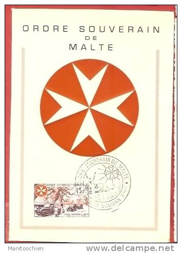 ORDRE DE MALTE CARTE MAXIMUM LUTTE CONTRE LA LEPRE 1957 - Soedan (1954-...)