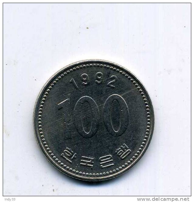 - MONNAIE COREE DU SUD . 100 W. 1992 - Korea (Zuid)