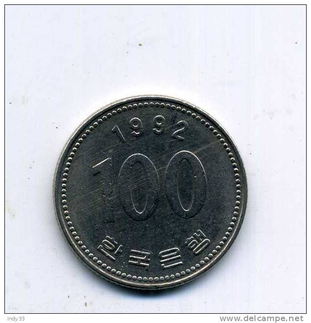 - MONNAIE COREE DU SUD . 100 W. 1992 - Korea (Süd-)