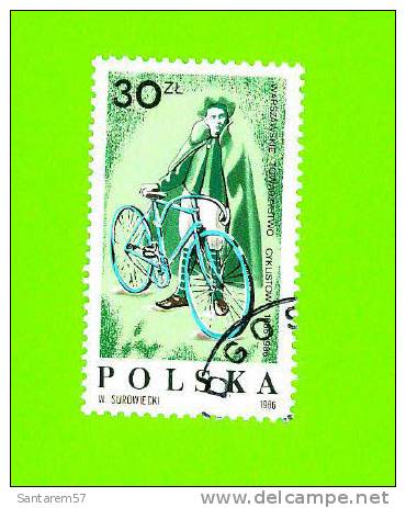 Timbre Oblitéré Used Stamp Selo Carimbado CYKLISTOW POLSKA 30 Zloty POLOGNE POLAND 1986 - Gebraucht