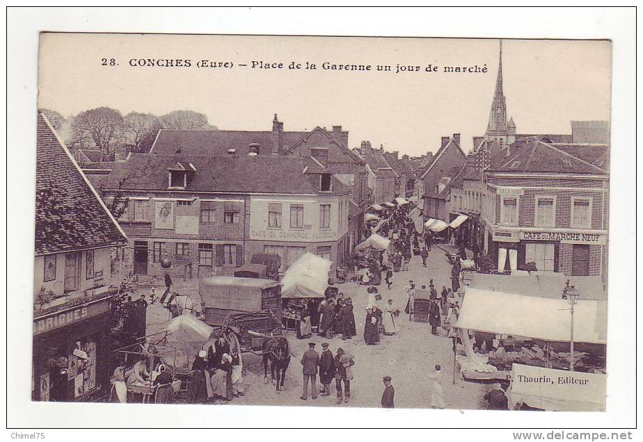 Conches Place De La Garenne Un Jour De Marché - Conches-en-Ouche