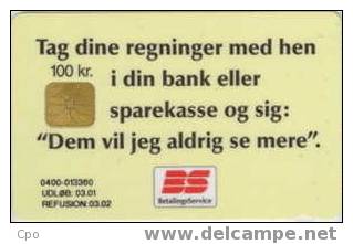 # DANMARK DANMONT-67 BetalingService - Dem Vil Jeg.. 100 Puce?   Tres Bon Etat - Denmark