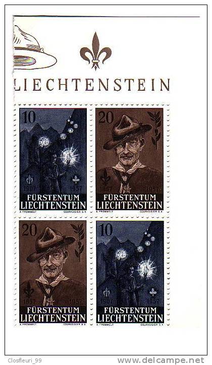 Pfadfinder / Eclaireurs, 50 è Anniv. 1957 N° Zum. 304-305, Mi. 360-361 ** Viererblock - Unused Stamps