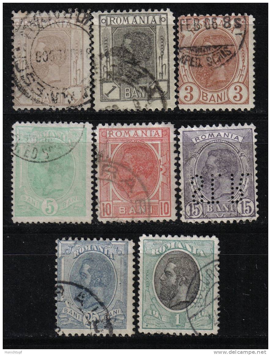 Rumänien; 1900/11; Michel 127/44 O; König Karl I; 8 Werte - Used Stamps