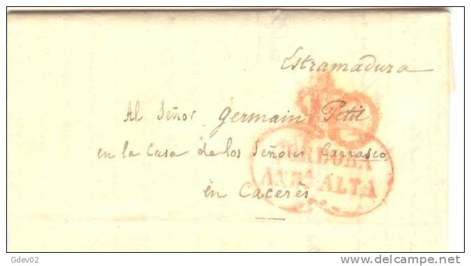 ESCAP-L3784DM.CARTA DE  CORDOBA  A  CACERES .1833..MUY BONITA - ...-1850 Préphilatélie