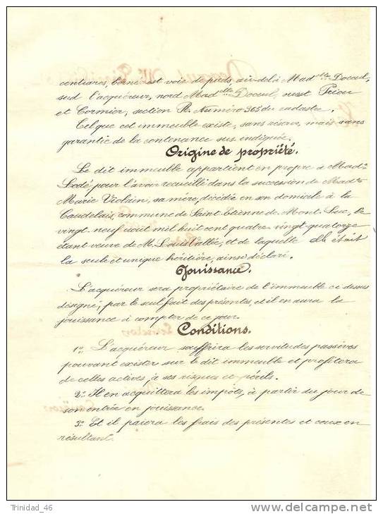 SAINT ETIENNE DE MONTLUC 44     VIEUX PARCHEMIN HISTORIQUE DE  1900  ! ! ! - Manuscrits