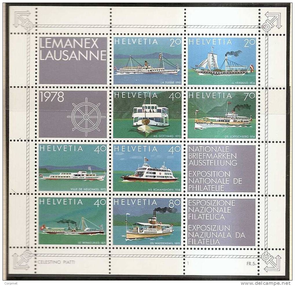 SWITZERLAND - 1978 Souvenir Sheet  LEMANEX LAUSANNE - BOATS - SHIPS   - Yvert # 23 - Zumstein # 59 - MINT (NH) - Bloques & Hojas