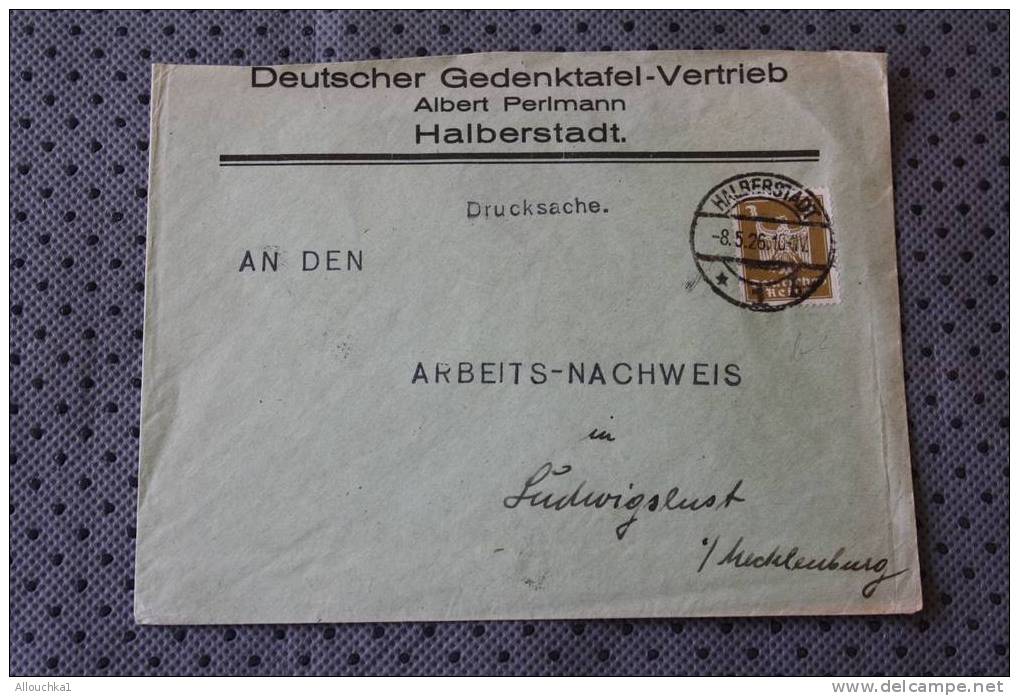 DRUCKSACHE Imprimé Du 8-5-1926 DEUTSCHE REICH  DE HALBERSTADT P/ AN DEN ARBEITS-NACHWEIS  W. GERMANY - Briefe U. Dokumente