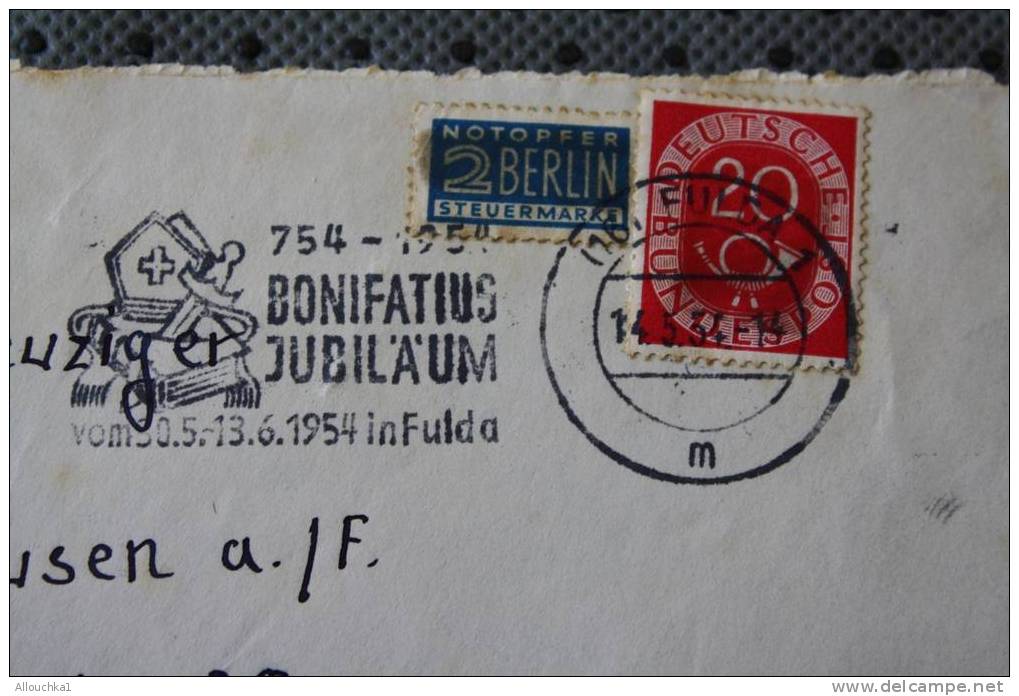 1954 DEUTSCHE POST GERMANY + TIMBRE BERLIN  DE INFULDA POUR KREISS ESSLINGEN - Briefe U. Dokumente