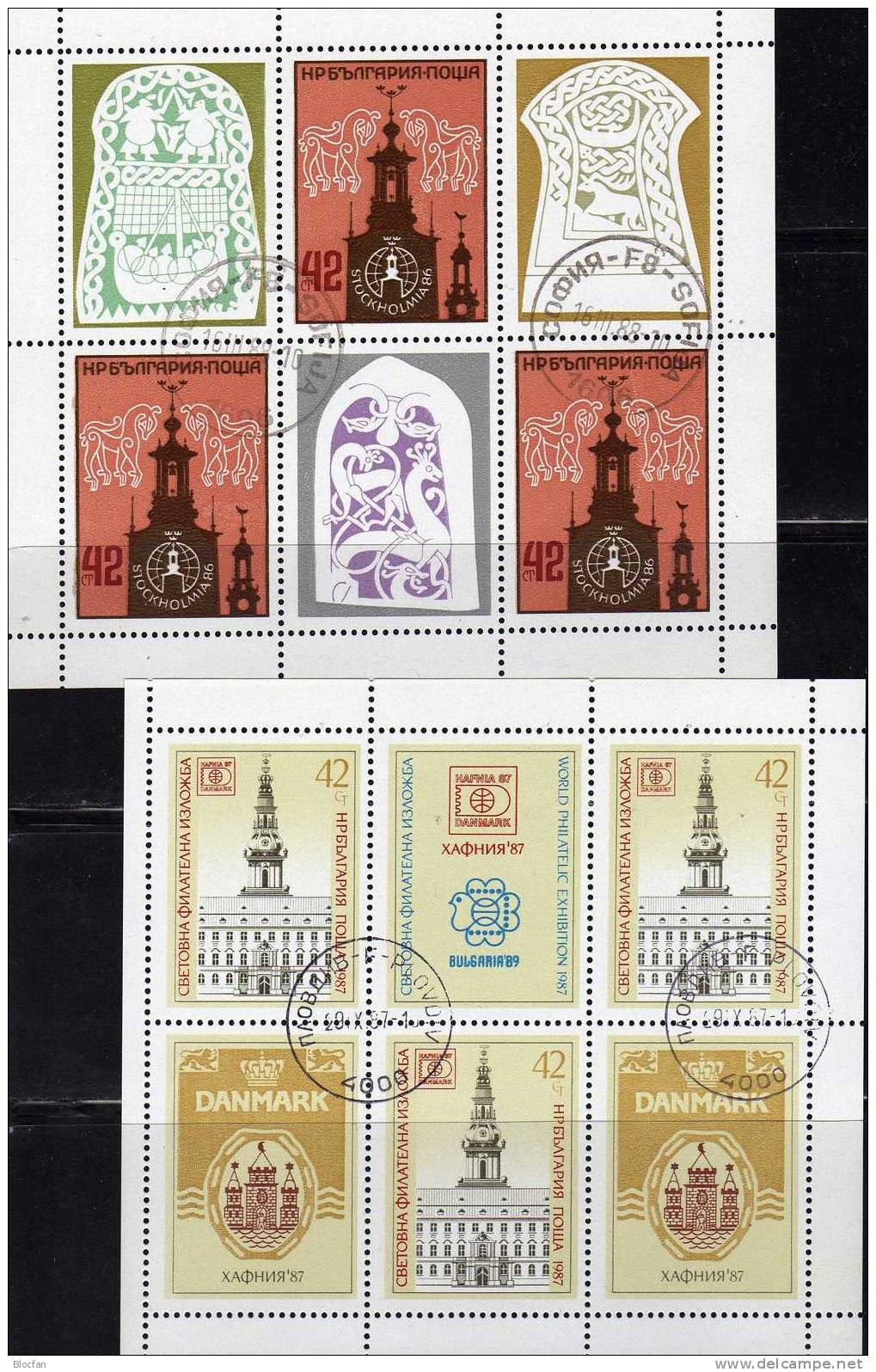 BMA Stockholmia / HAFNIA Bulgarien 3492, 3597+ 2xKleinbogen O 5€ Kirche, Parlament - Usati