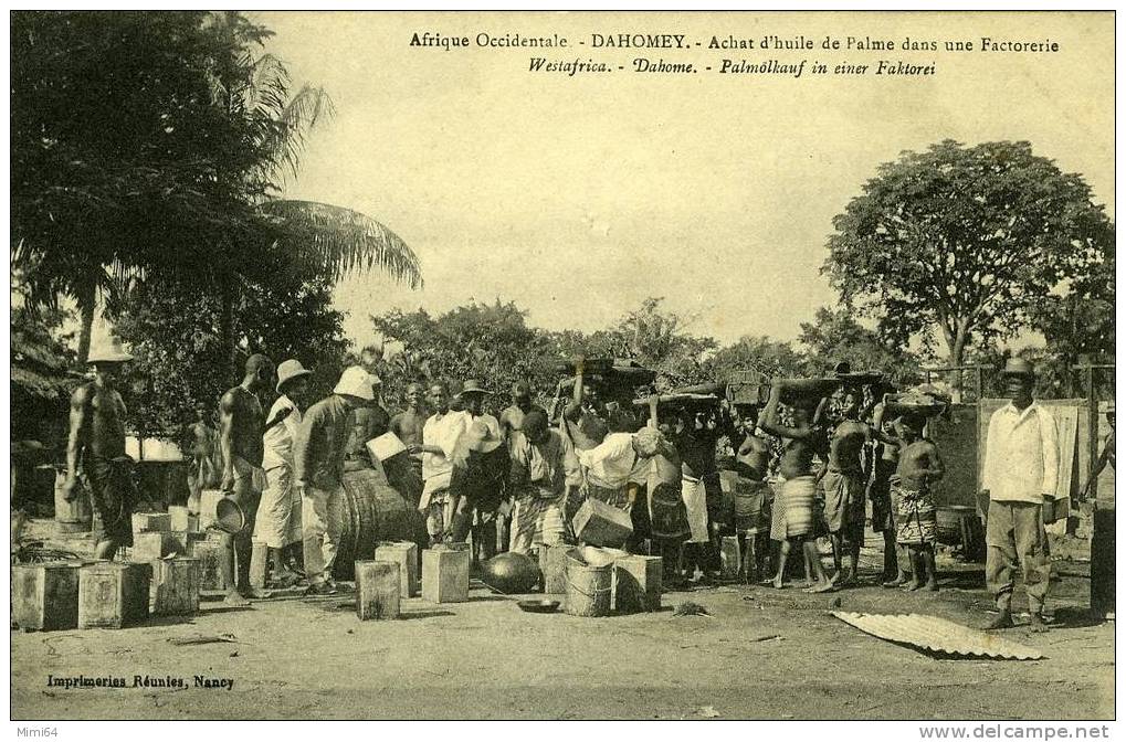 DAHOMEY . COTONOU .ACHAT D´HUILE DE PALME DANS UNE FACTORERIE (cette Carte Etait Collee Dans Un Album Voir Scan Verso) - Dahomey