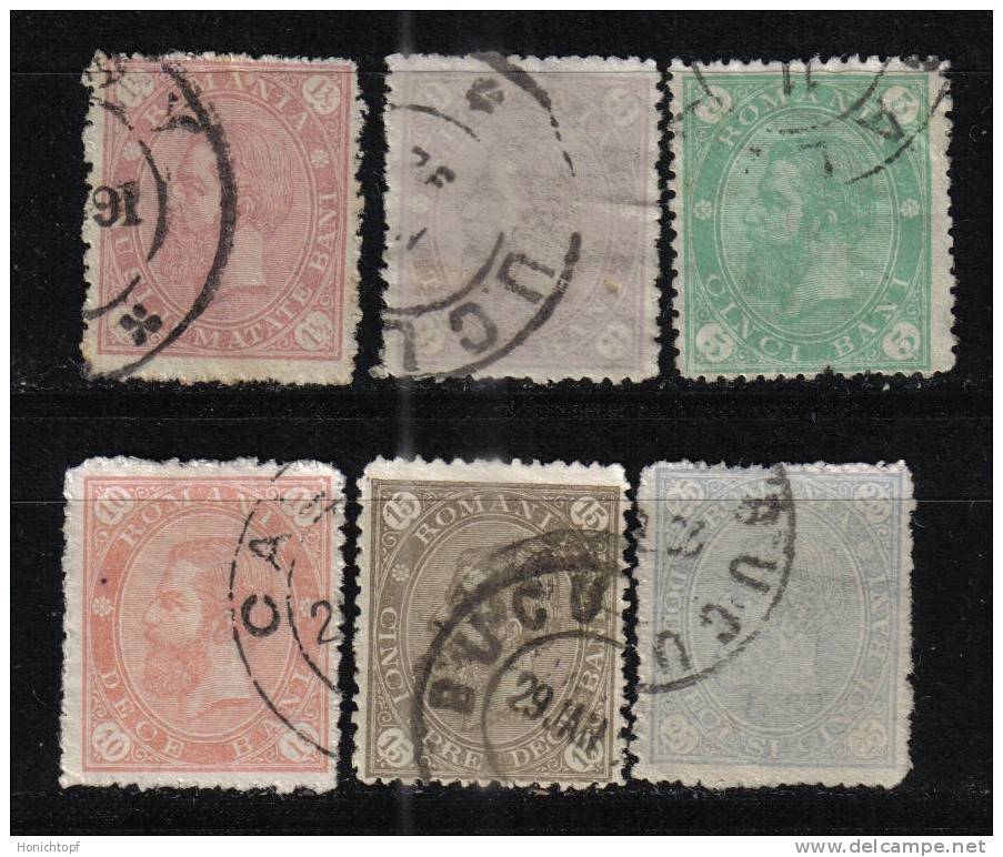 Rumänien; 1890/1; Michel 83/9 O; König Karl I; 6 Werte - Usado