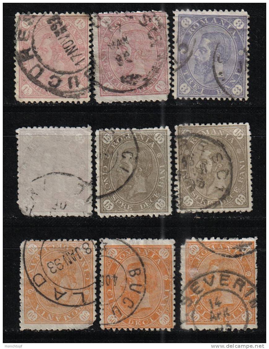 Rumänien; 1890/1; Michel 83/9 O; König Karl I; 9 Werte II Wahl - Oblitérés