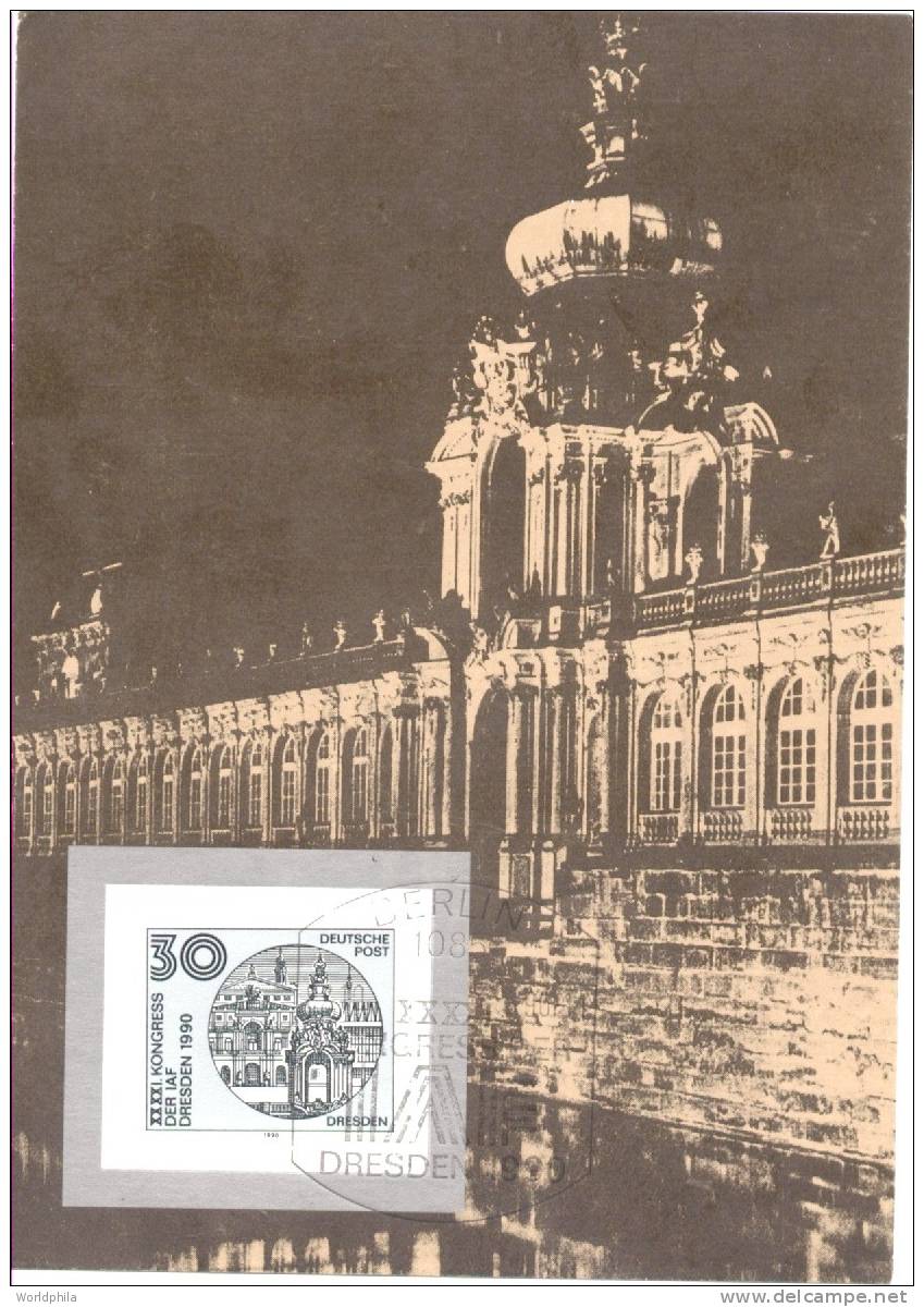 DDR Cosmos, Astronautic Congress In Dresden, Spaceship/Vaisseau FD Maximum Card -1990 II - Europe