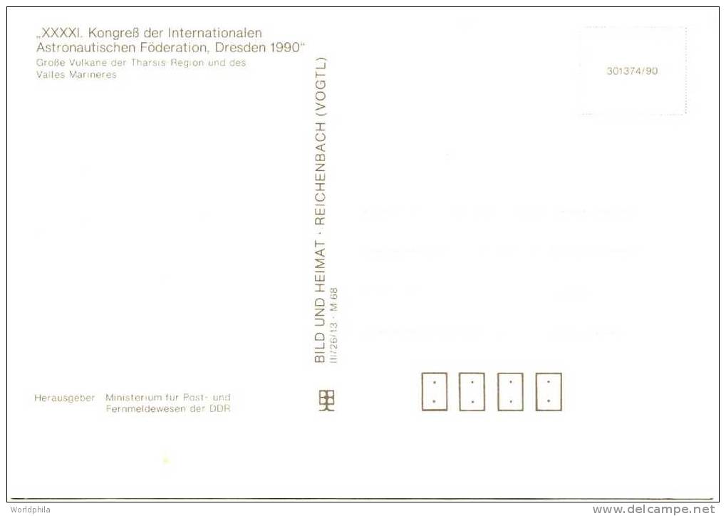 DDR Cosmos, Astronautic Congress In Dresden "IAF", Spaceship/Vaisseau FD Maximum Card -1990 III - Europe