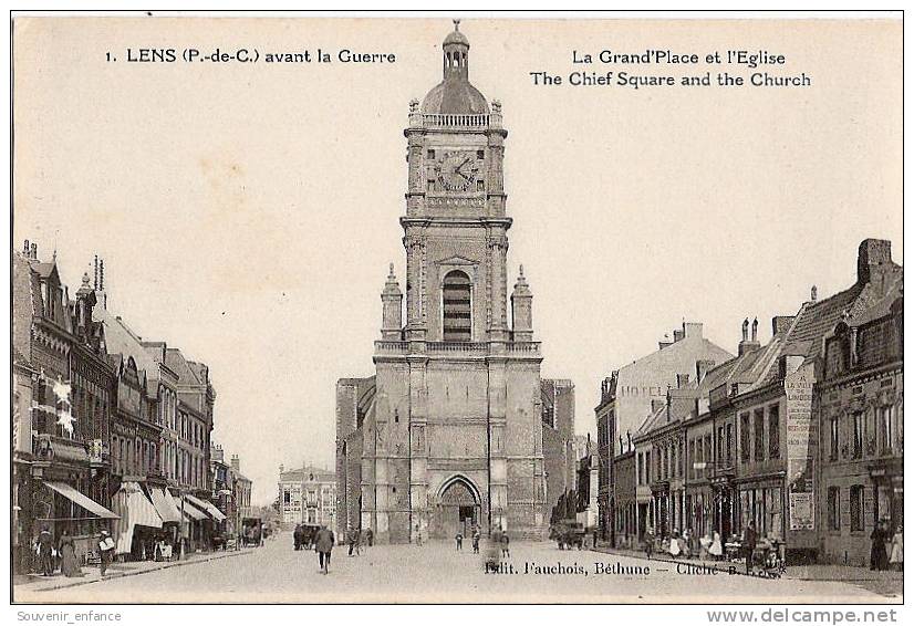 CPA Lens Avant La Guerre Le Grand'place Et L' Eglise 62 Pas De Calais - Lens