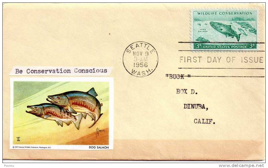 &#9733;USA - FDC - 1956 - WILDLIFE CONSERVATION - FISH - POISSONS (091) - 1951-1960