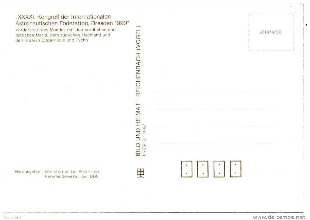 DDR Cosmos, Astronautic Congress In Dresden "IAF", Spaceship/Vaisseau FD Maximum Card -1990 IV - Europe