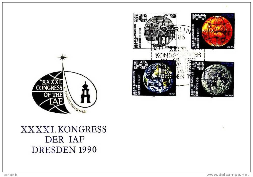 DDR Cosmos, Astronautic Congress In Dresden "IAF", Spaceship/Vaisseau First Day Cover-1990 - Europe