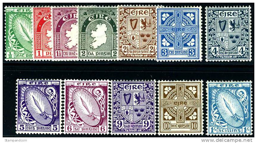 Ireland #106-17 Mint Hinged Definitive Set From 1940-42 - Nuevos