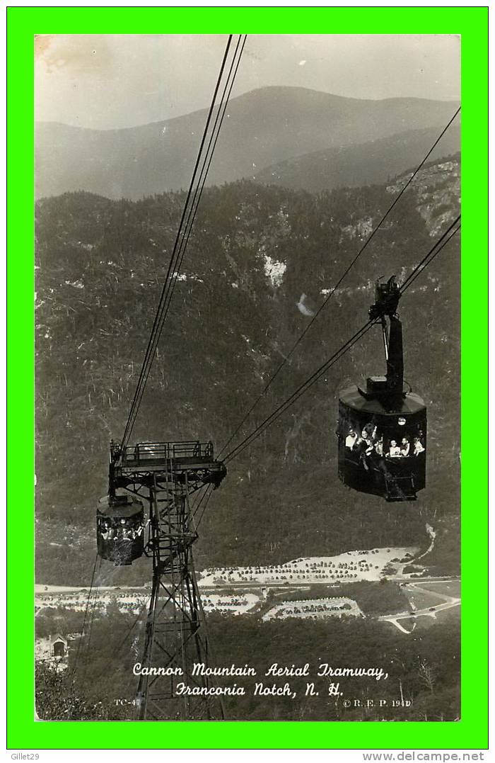 FRANCONIA NOTCH, N.H. - CANNON MOUNTAIN AERIAL TRAMWAY - ANIMATED - R.E. PEABODY 1940 - - White Mountains
