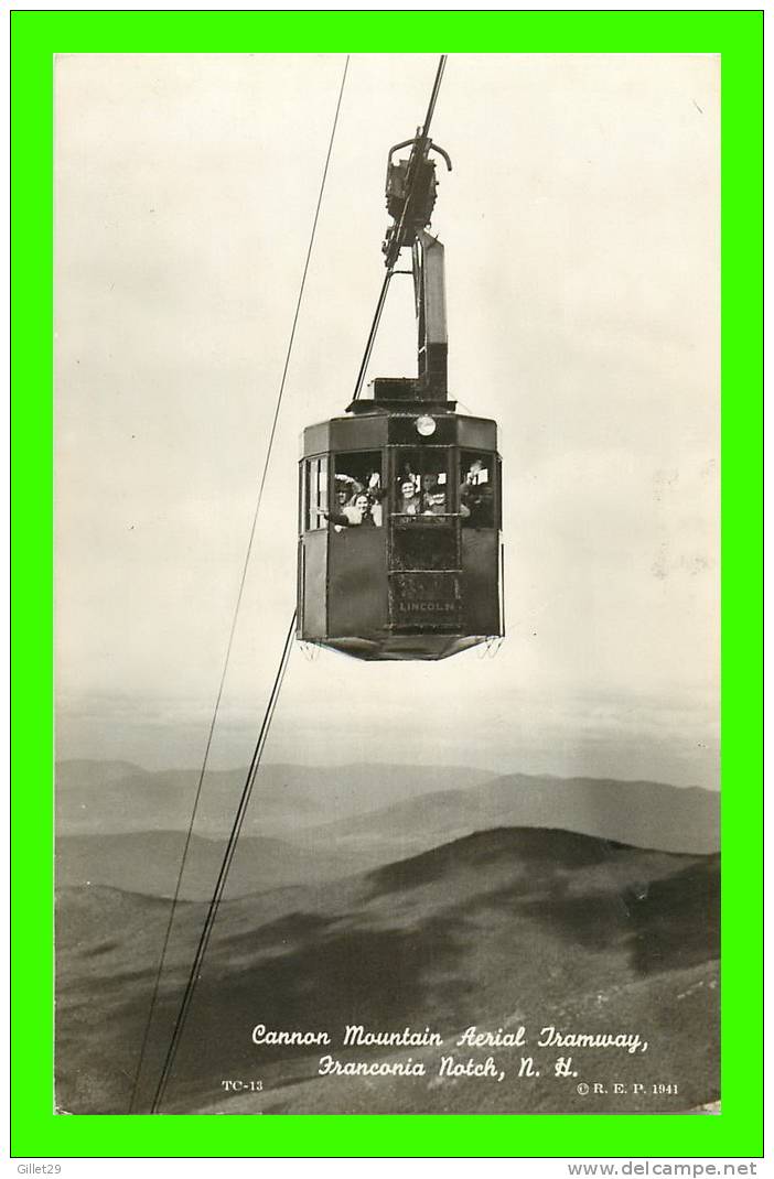 FRANCONIA NOTCH, N.H. - CANNON MOUNTAIN AERIAL TRAMWAY - ANIMATED - R.E. PEABODY 1941 - - White Mountains