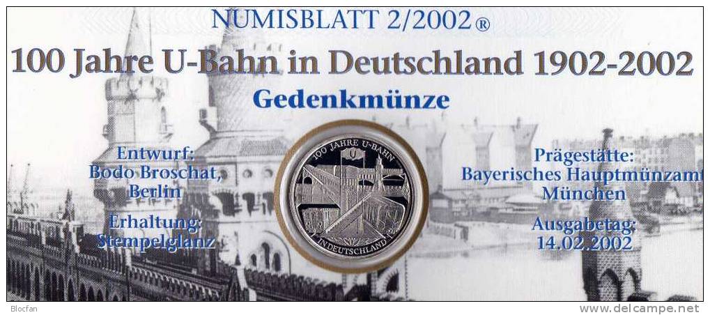 100 Jahre U-Bahn Berlin Deutschland Numisblatt2/2002 Mit 2242 Plus 10-KB SST 41€ Triebwagen Bf Document Sheet Of Germany - Brieven En Documenten