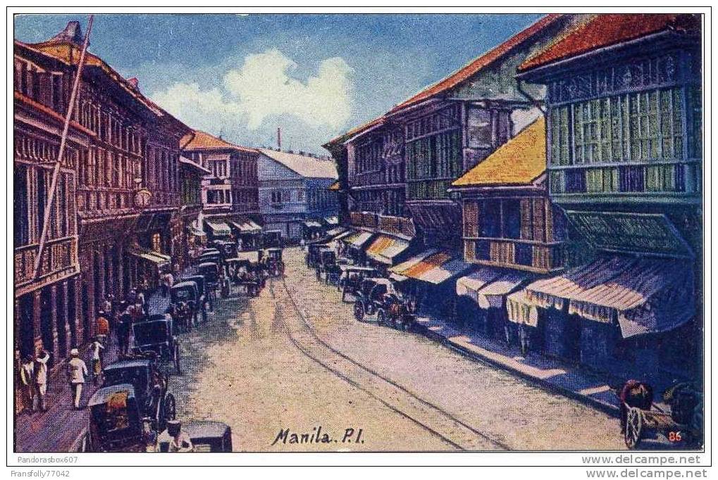 ASIA - PHILIPPINE ISLAND - BIONONDO - MANILA - ESCOLTA STREET - SHOPS - HORSE DRAWN CARRIAGES - - Philippines