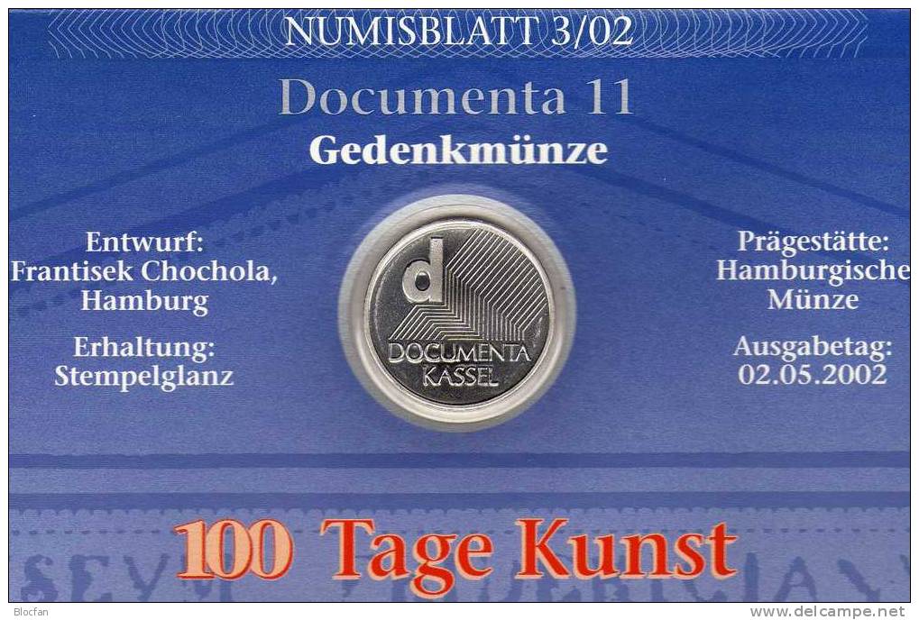 DOCUMENTA In Kassel Deutschland Numisblatt BRD NB 3/2002 Mit 3x Block 58 SST 46€ Kunsthalle Bf Document Sheet Of Germany - Gedenkmünzen