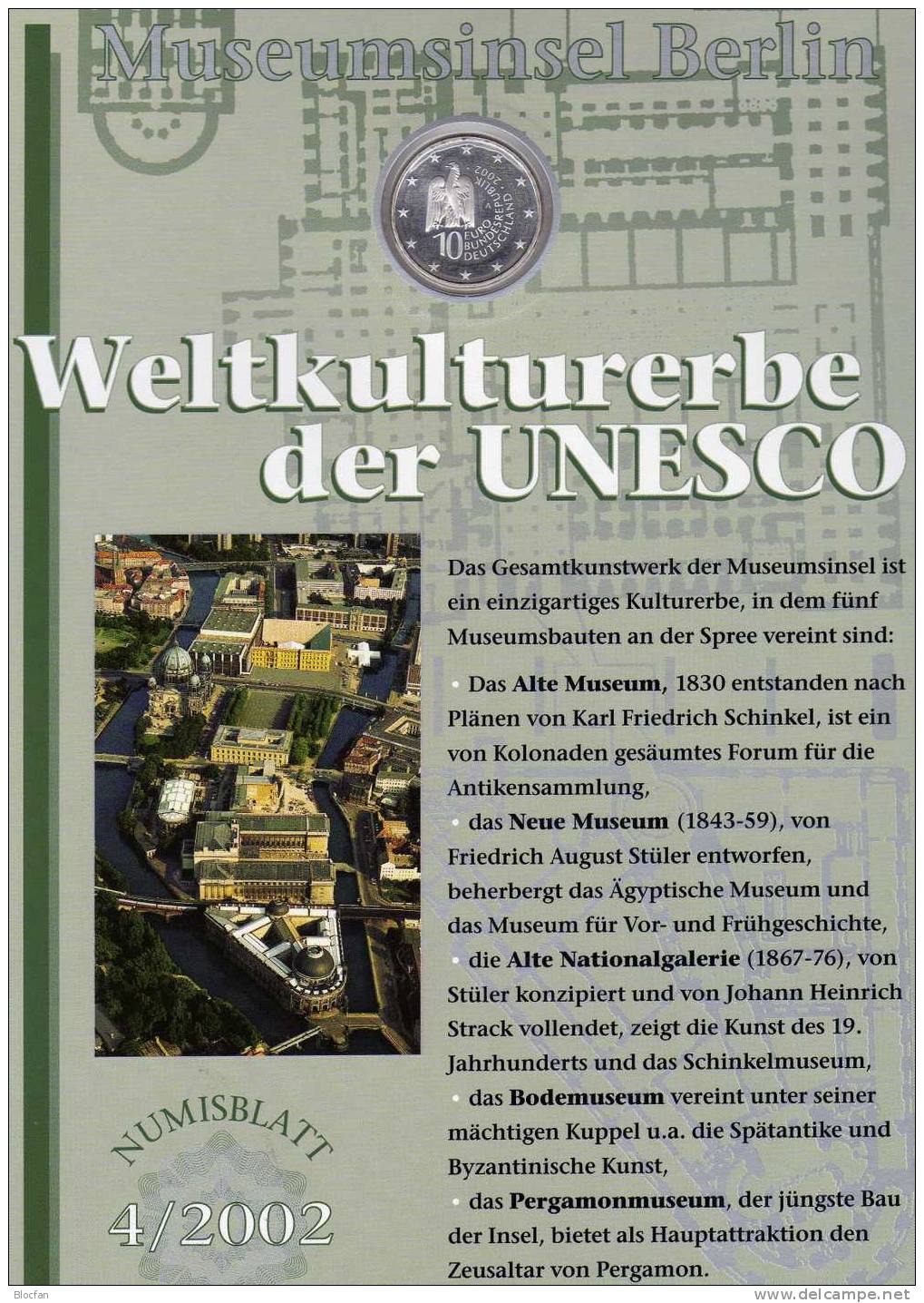 Museumsinsel Berlin Deutschland Numisblatt 4/2002 Mit 2274 Plus 10-KB SST 46€ Bodemuseum Architectur Document Bf Germany - Commemorations