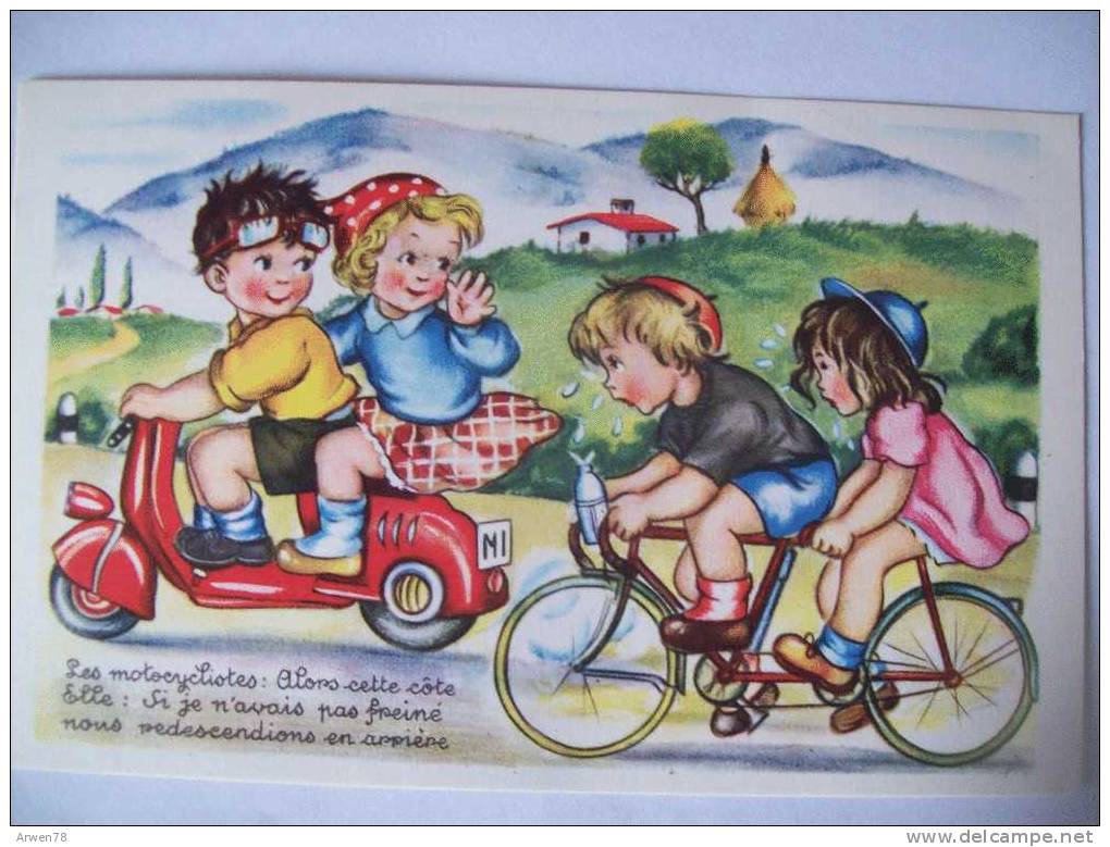 Illustrateur Scooter Velo Enfants Etat Luxe  Recto / Verso - Voor 1900