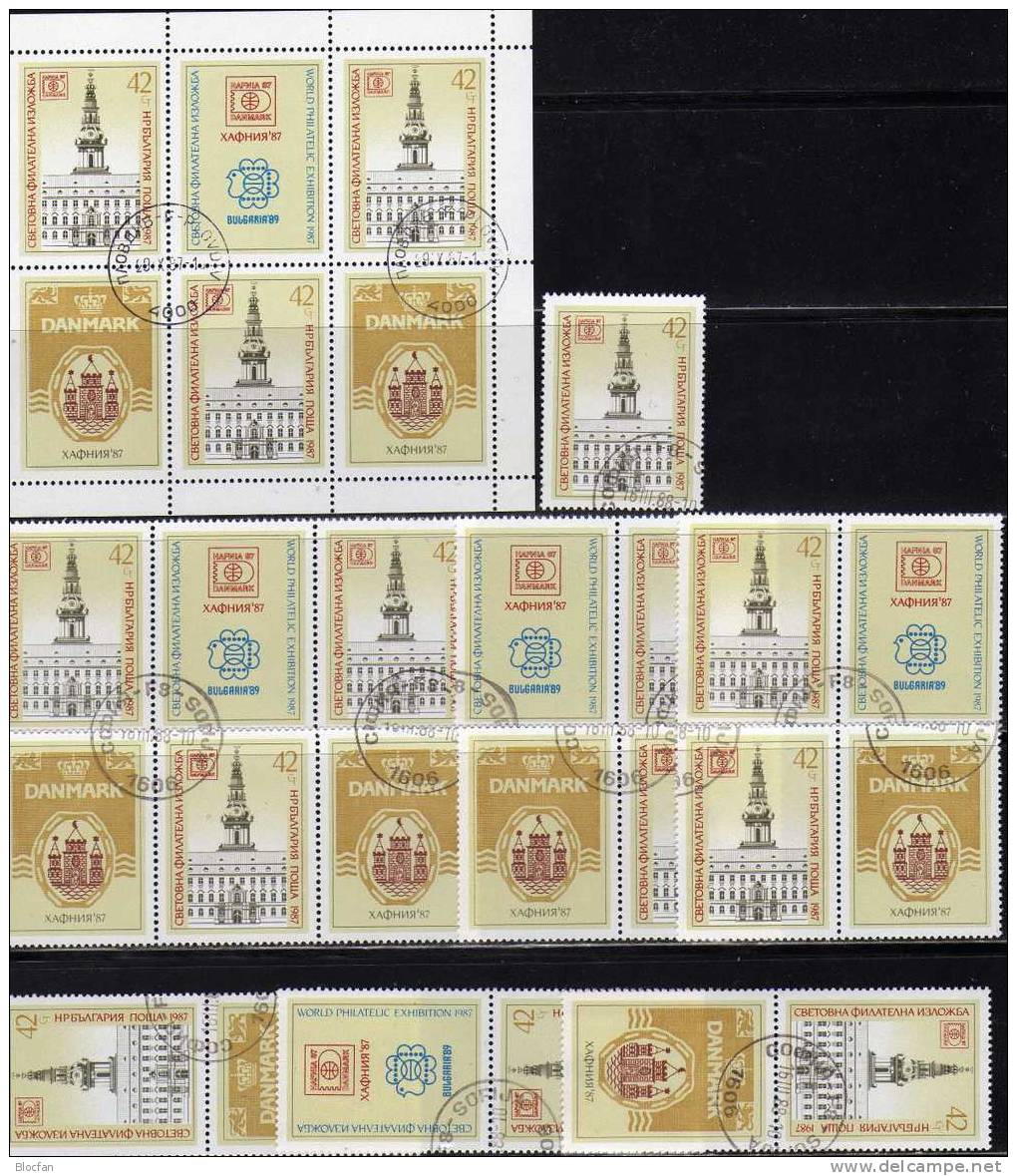 Varianten BMA HAFNIA Bulgarien 3597,9xZD+Kleinbogen O 10€ Parlament Kopenhagen Bloc Hb M/s Philatelic Sheet Bf BULGARIA - Collections (en Albums)