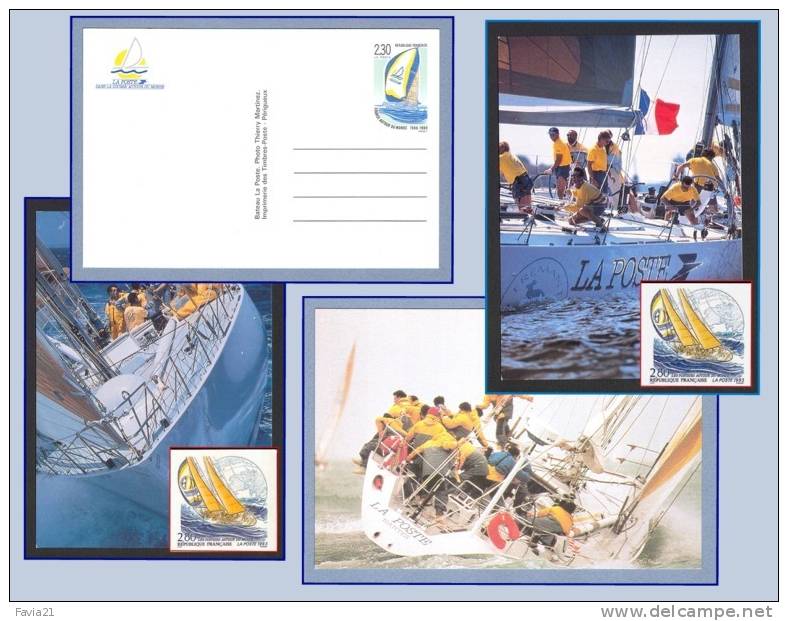 3 Cartes / ENTIER POSTAL /  Yacht  'La Poste'  / Course Autour Du Monde - Sonstige & Ohne Zuordnung