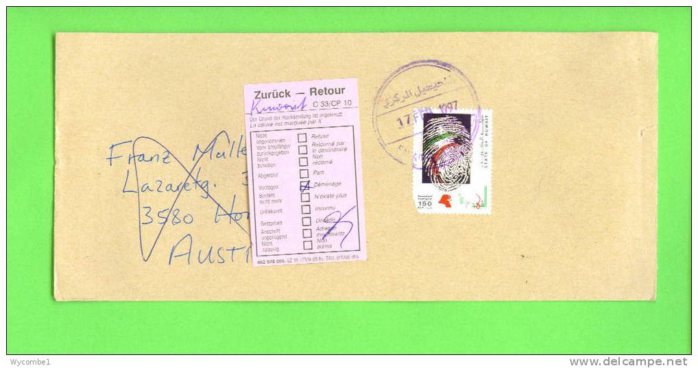 KUWAIT To AUSTRIA - 17/02/1997 Returned To Sender Cover - Koweït