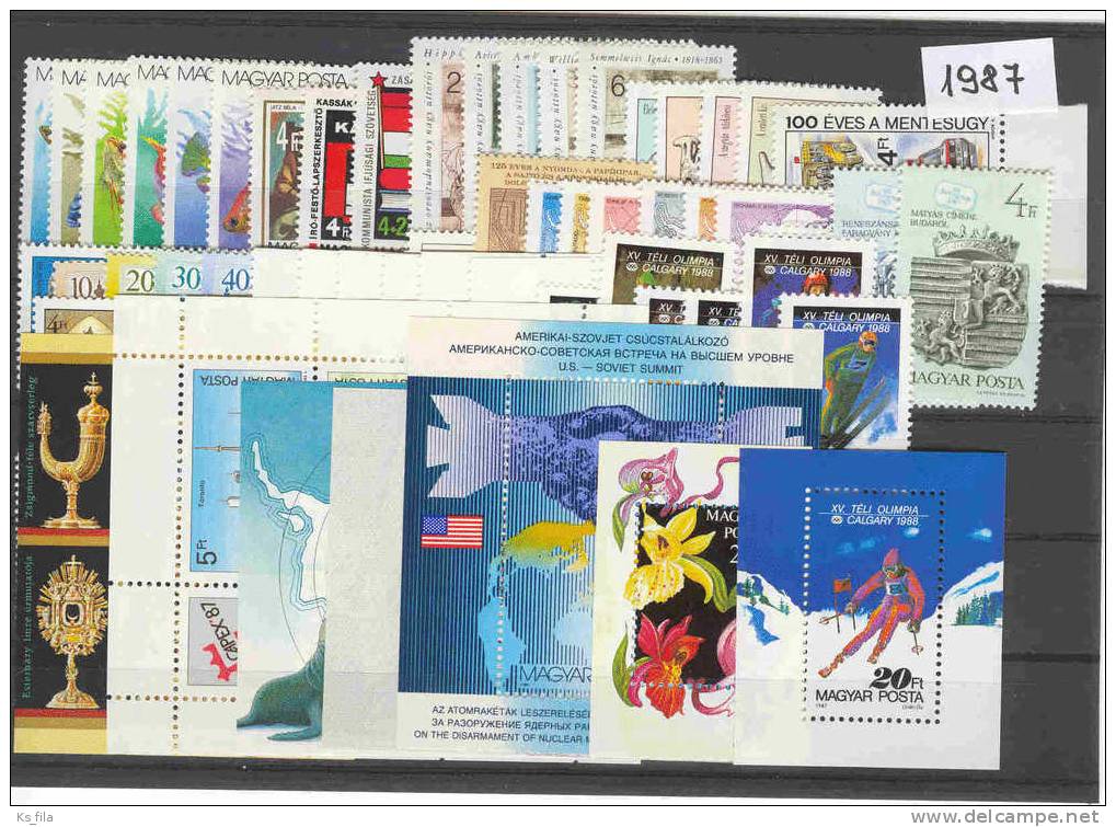 HUNGARY 1987 Full Year 57 Stamps + 7 S/s + 6 Postage Dues - Años Completos