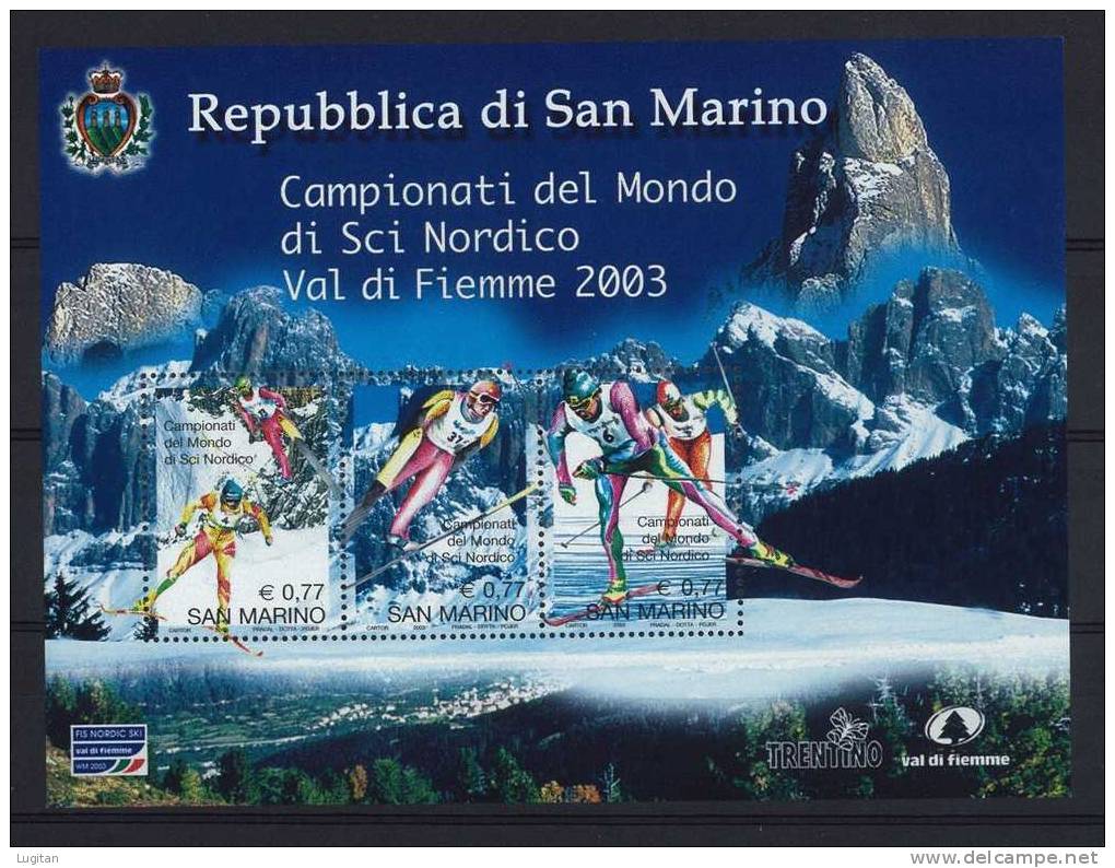 Filatelia Italiana - Repubblica Di San Marino - Campionato Mondiale Di Sci Nordico - Foglietto 71 - Anno 2003 - Blocs-feuillets