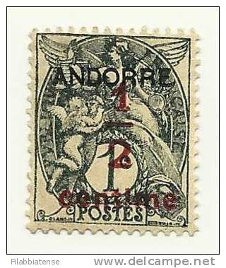 1931 - Andorra Francese 1 Soprastampato    ----- - Nuevos