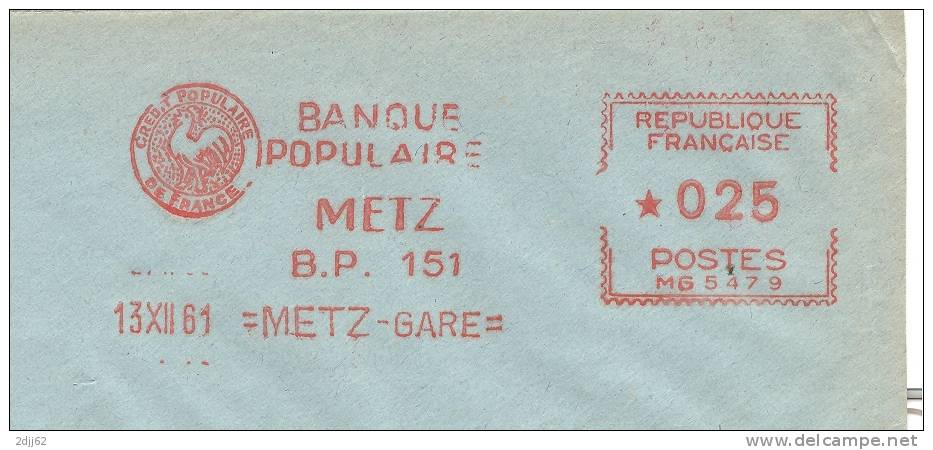 Coq, Banque, Metz - EMA Havas - Enveloppe    (D0391) - Gallinacées & Faisans