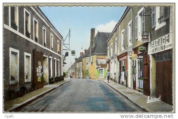 BRULON : Rue Charles Barreau , Belle Rue,garage Joly,PUB (Dunlop,shell,coca Cola,byrrh) - Brulon