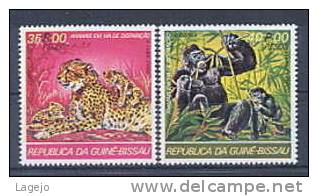 GUINEE BISSAU PA37/38a Faune - Léopard - Gorille - Gorilas