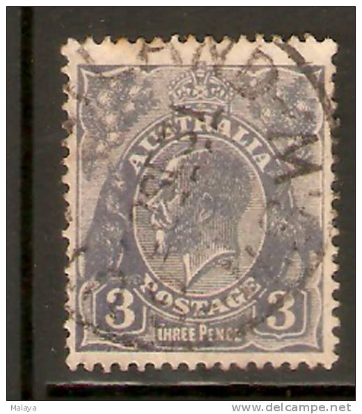 Australia KG V Head Stamp 3 Pence Used - Used Stamps