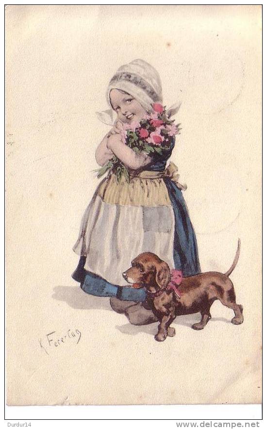 Enfant...Chien... Par Karl Feiertag  ( Au Dos... Printed In Austria ) - Feiertag, Karl