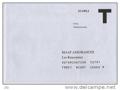 France - Enveloppe Réponse T Ecopli - "MAAF Assurances - Les Rencontres" . - Cards/T Return Covers