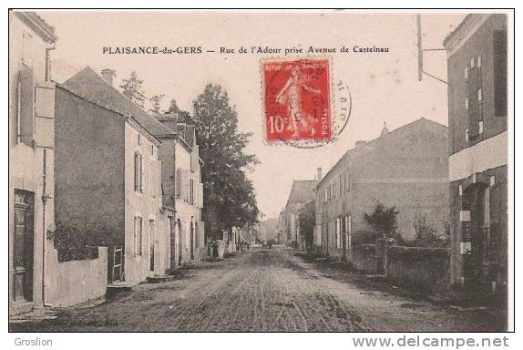 PLAISANCE DU GERS RUE DE L'ADOUR PRISE AVENUE DE CASTELNAU 1913 - Autres & Non Classés