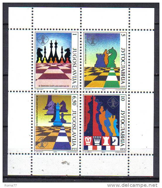 FRZ255 - YUGOSLAVIA , Serie Catalogo Unificato BF N. 41  *** Scacchi Chess - Blocks & Kleinbögen