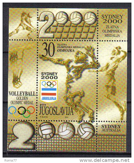FRZ285 - YUGOSLAVIA  2000, Serie Catalogo Unificato BF N. 53  ***  Volleyball - Hojas Y Bloques