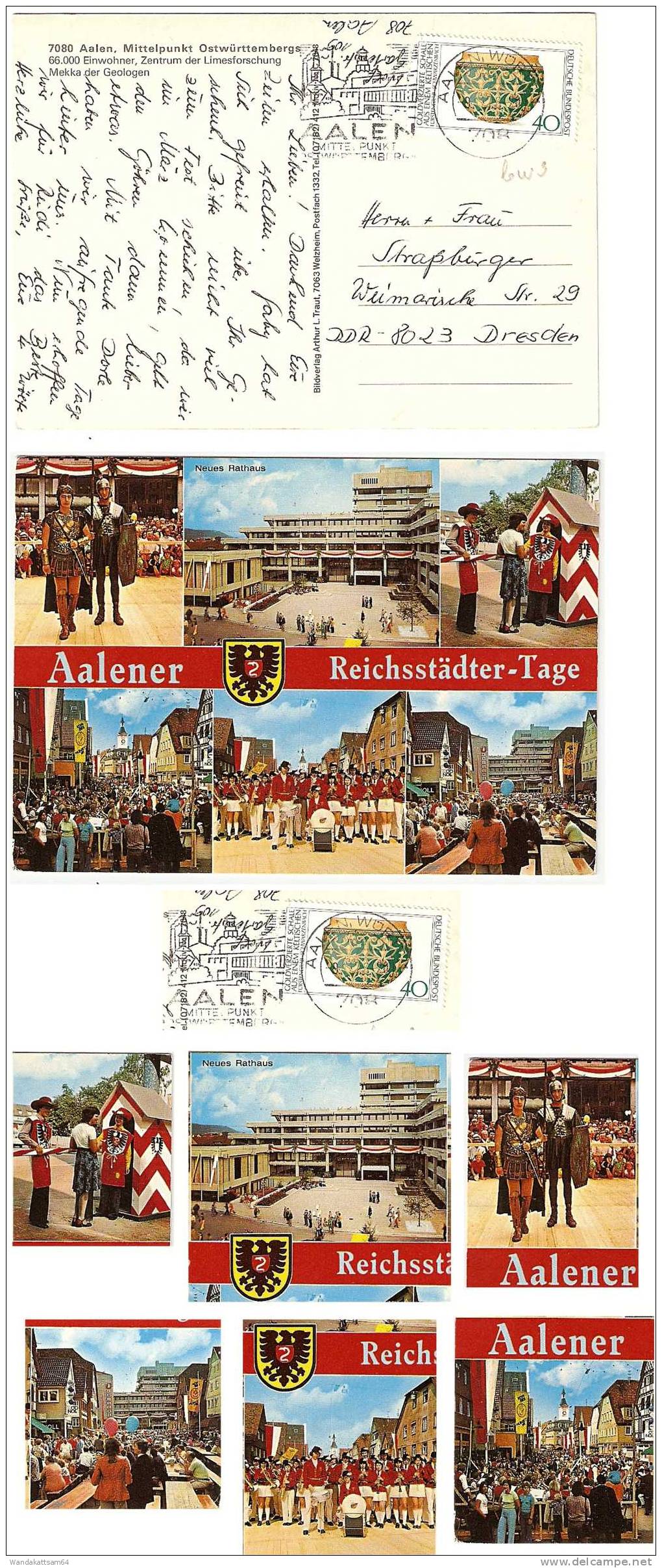 AK 2048 Aalener Reichsstädter-Tage Mehrbild 6 Bilder Mit Wappen NEUES RATHAUS -9.11.76-20 708 AALEN WÜRTT 1 Werbestempel - Aalen