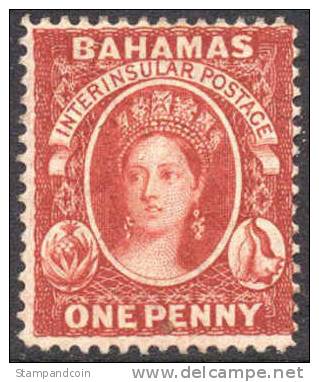 Bahamas #17 Variety (SG #34) Mint Hinged 1p Victoria From 1863 W/APS Certificate - 1859-1963 Colonie Britannique